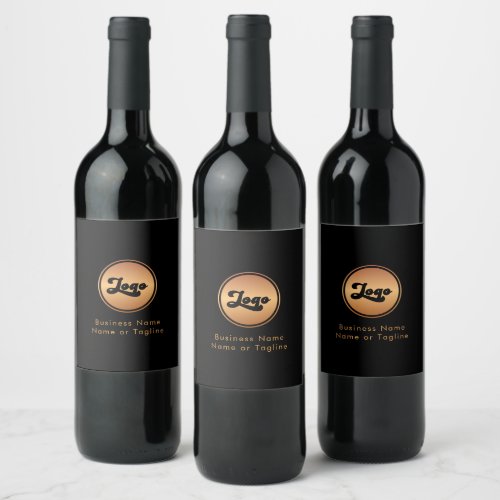 Gold Logo  Custom Text Business Company Branded Wine Label