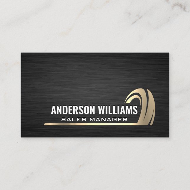 Gold Logo | Dark Metal Texture Background Business Card (Front)