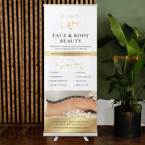 Gold Logo Hair Spa Lash Salon Services Promotional Retractable Banner