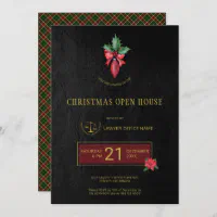 Gold Logo Lawyer Office Christmas Open House Party Invitation | Zazzle