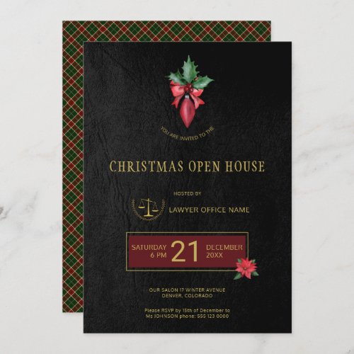 Gold Logo Lawyer Office Christmas Open House Party Invitation