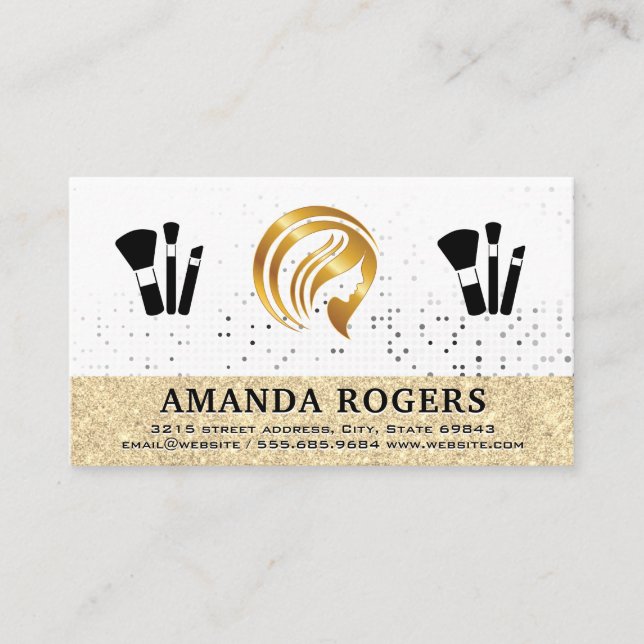 Gold Logo | Makeup Brushes Business Card (Front)