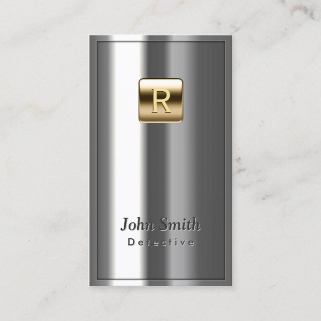 Gold Logo Metallic Detective Business Card (Front)