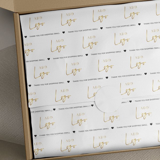 Gold Logo Modern Branded Business Packaging Tissue Paper (Add the finishing touch to your packaging with this stylish paper sheet design)