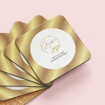 Gold Logo Modern Business Marketing Corporate Gift Beverage Coaster<br><div class="desc">Create custom branded drink coasters with this corporate White & Gold Business Logo Coasters. Featuring modern faux gold design with your logo in the centre and custom text. Perfect to promote your business and use as a corporate gift to clients,  for events or in your office.</div>