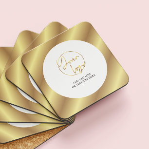 Gold Logo Modern Business Marketing Corporate Gift Beverage Coaster