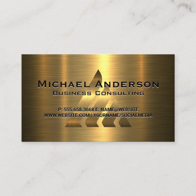 Gold Logo on Gold Metallic Business Card (Front)