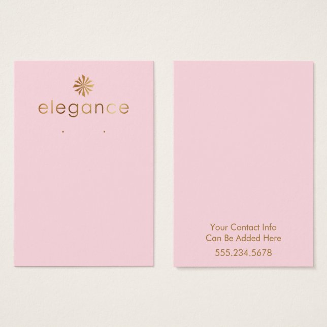 Gold Logo Pastel Pink Earring Holder Display (Front & Back)