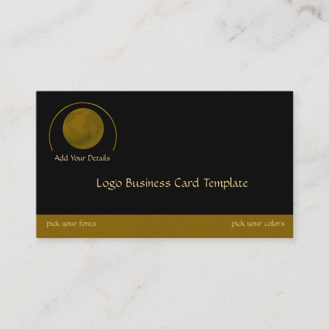 Gold Logo Planet Earth Business Card (Front)