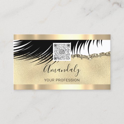 Gold Logo Qr Code 6 Punches 50 OFF Lashes  Business Card