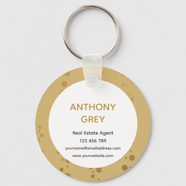 Gold Logo Real Estate Business Promotional Keychain (Back)