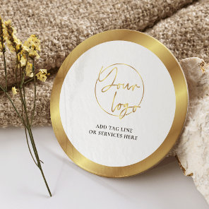 Gold Logo Real Estate Corporate Business Event Round Paper Coaster