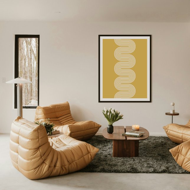 Gold Lombard Wavy Lines Modern Minimal Art Print (Creator Uploaded)