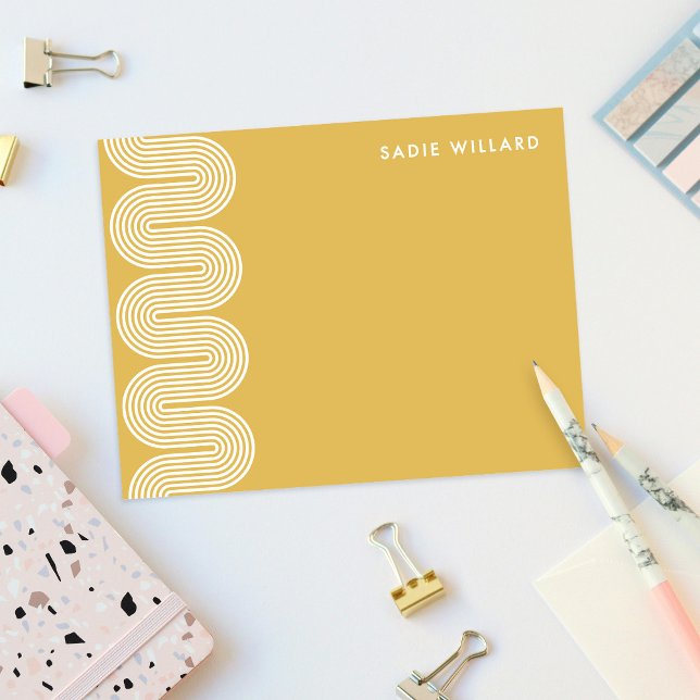 Gold Lombard Wavy Lines Modern Stationery Card (Creator Uploaded)