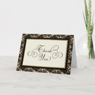 Gold Look, Baroque Lace Art Nouveau Deco 20s Style Thank You Card