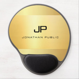 Gold Look Black Elegant Modern Monogram Template Gel Mouse Pad