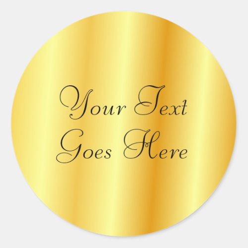 Gold Look Blank Add Your Text Here Glam Template Classic Round Sticker