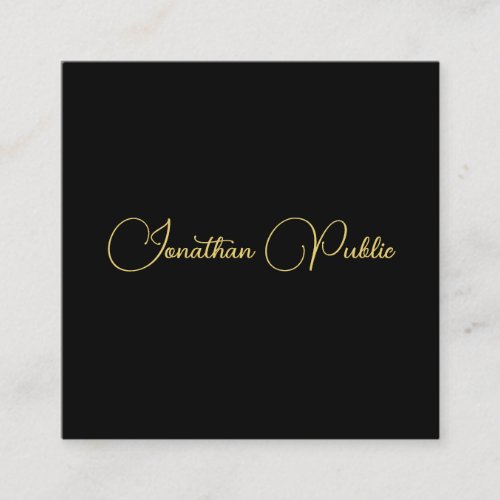 Gold Look Calligraphed Script Name Simple Template Square Business Card