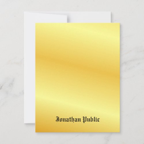Gold Look Calligraphy Monogrammed Custom Note Card
