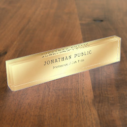 Gold Look Calligraphy Name Elegant Template Desk Name Plate