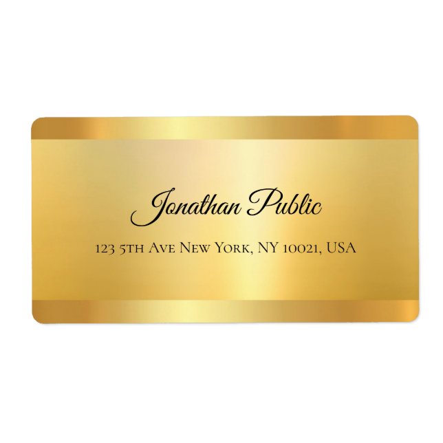 Gold Look Calligraphy Script Name Elegant Template Label (Front)
