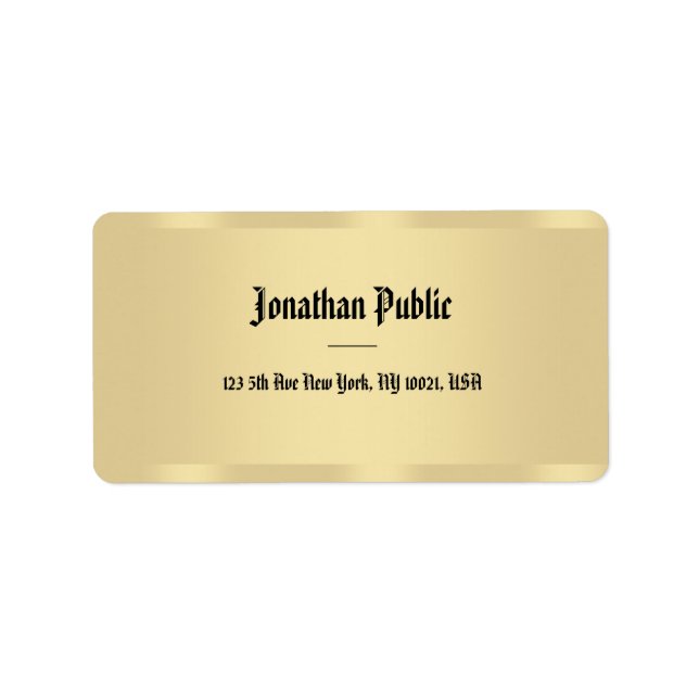 Gold Look Classic Old Style Text Elegant Template Label (Front)