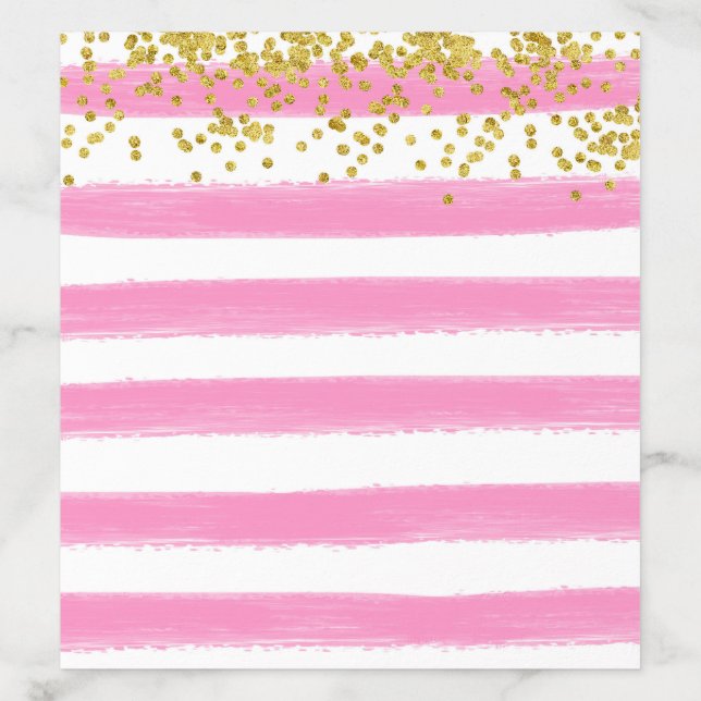 Gold LOOK Confetti on Pink Stripes Envelope Liner (Design)