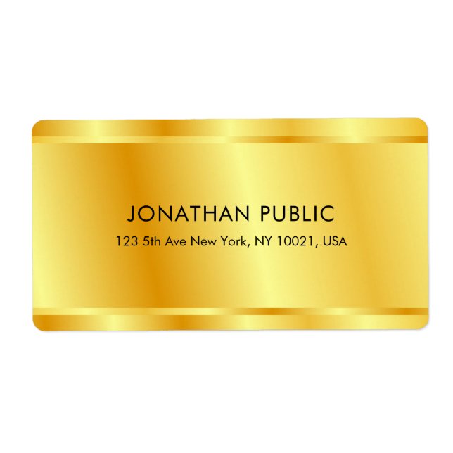Gold Look Custom Elegant Glamorous Template Label (Front)