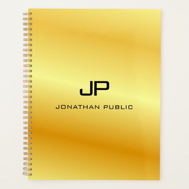 Gold Look Custom Glamour Monogram Template Planner (Front)
