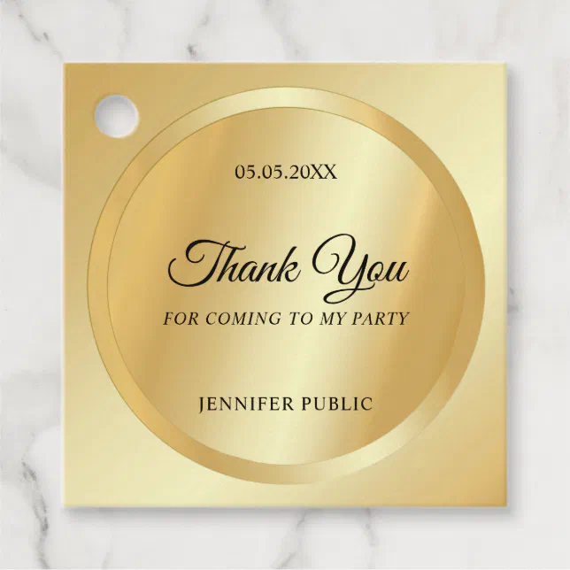Gold Look Custom Thank You Script Text Template Favor Tags | Zazzle