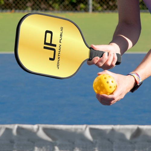 Gold Look Double Sided Template Initial Monogram Pickleball Paddle