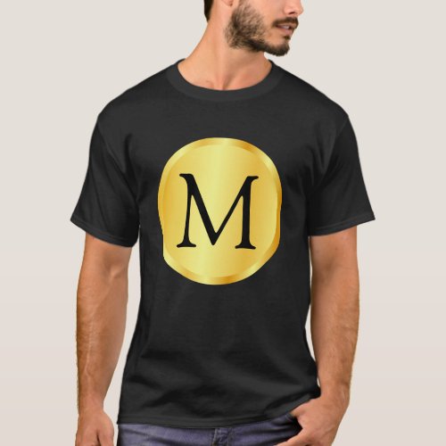Gold Look Elegant Black Trendy Monogram Template T_Shirt