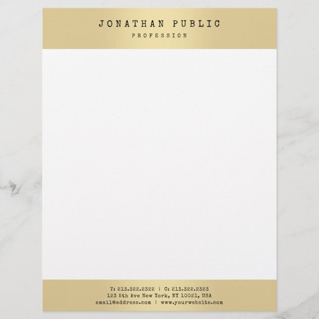 Gold Look Elegant Glamour Template Modern Trendy Letterhead (Front)