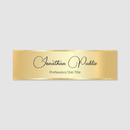 Gold Look Elegant Hand Script Calligraphy Template Name Tag