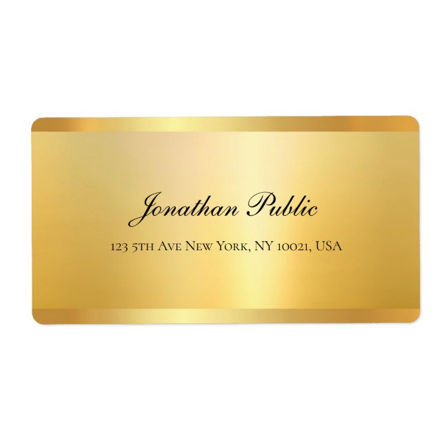 Gold Look Elegant Handwritten Script Name Template Label (Front)