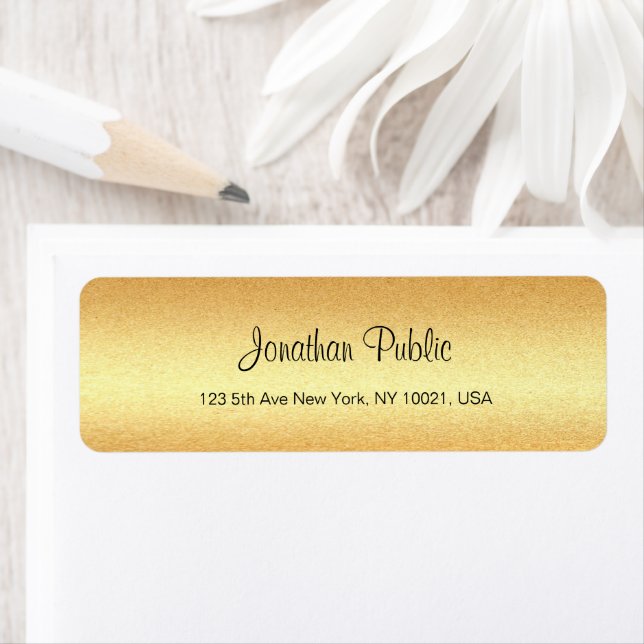 Gold Look Elegant Modern Calligraphy Script Return Label (Insitu)
