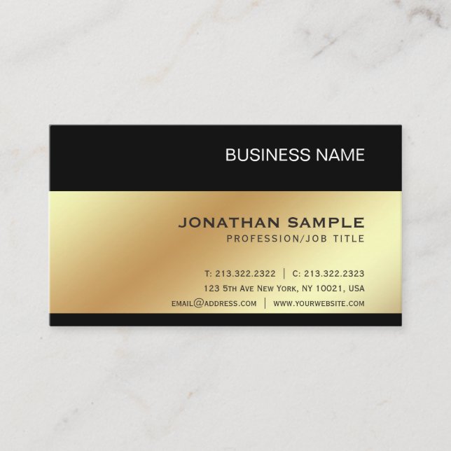 Gold Look Elegant Modern Premium Silk Luxe Business Card (Front)
