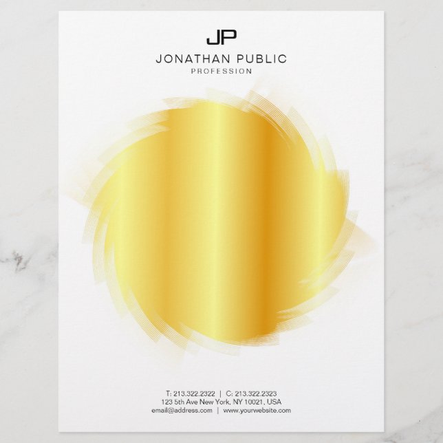 Gold Look Elegant Monogram Glamour Template Letterhead (Front)