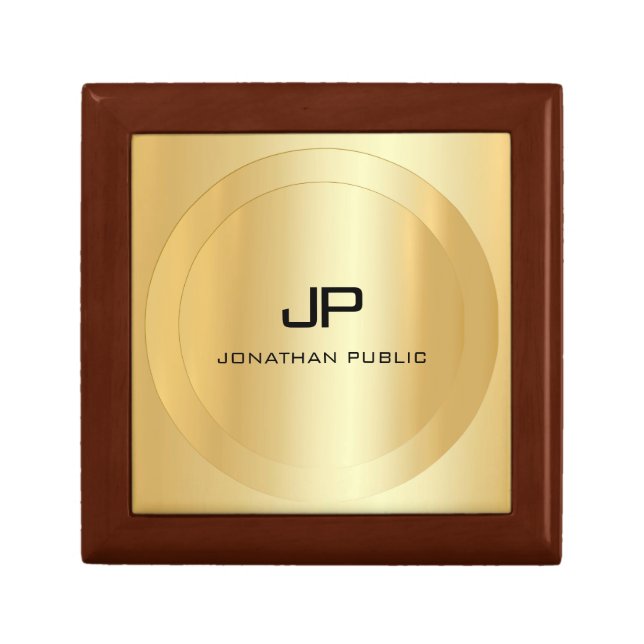 Gold Look Elegant Monogram Template Personalized Gift Box (Front)