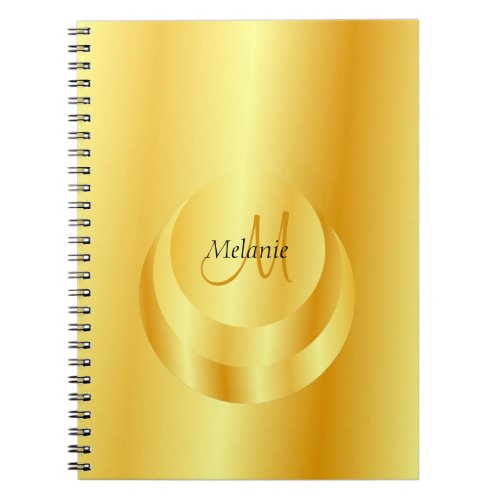 Gold Look Elegant Monogrammed Template Notebook