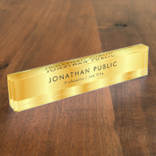 Gold Look Elegant Template Modern Glamorous Desk Name Plate