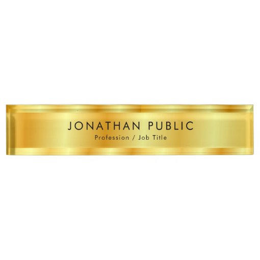 Gold Look Elegant Template Modern Glamorous Desk Name Plate | Zazzle
