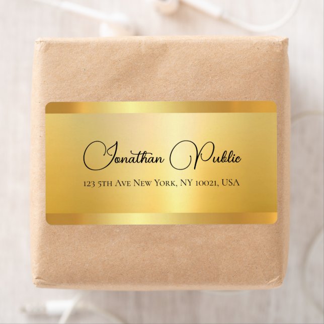 Gold Look Elegant Typography Address Shipping Label (Insitu)