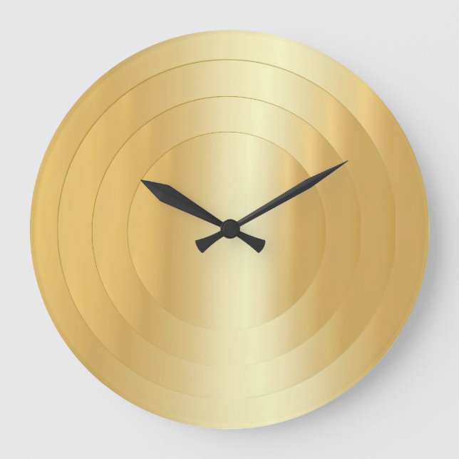 Gold Look Glamorous Elegant Trendy Template Large Clock (Front)
