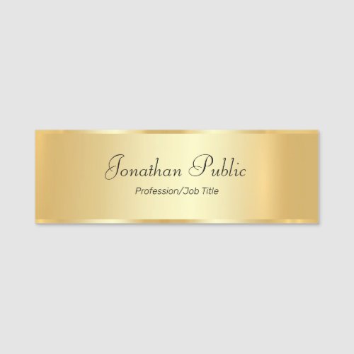 Gold Look Glamorous Modern Script Personalized Name Tag