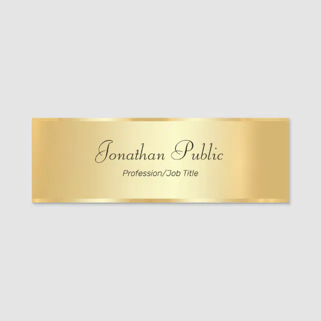 Gold Look Glamorous Modern Script Personalized Name Tag | Zazzle