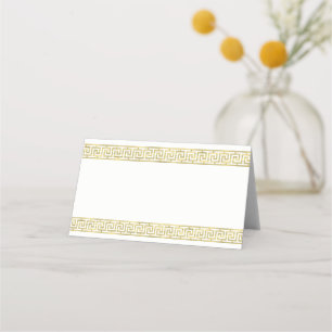 Gold Look Greek Key Meander J Border #4 Place Card