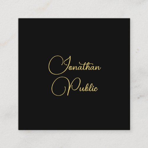 Gold Look Hand Script Name Simple Template Elegant Square Business Card