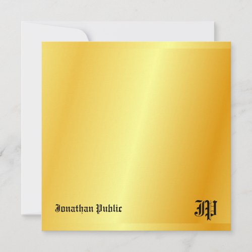 Gold Look Handwritten Monogram Custom Note Card