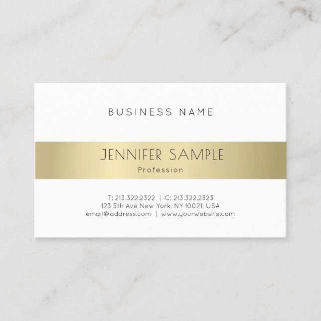 Gold Look Modern Clean Plain Professional Elegant Business Card (Front)